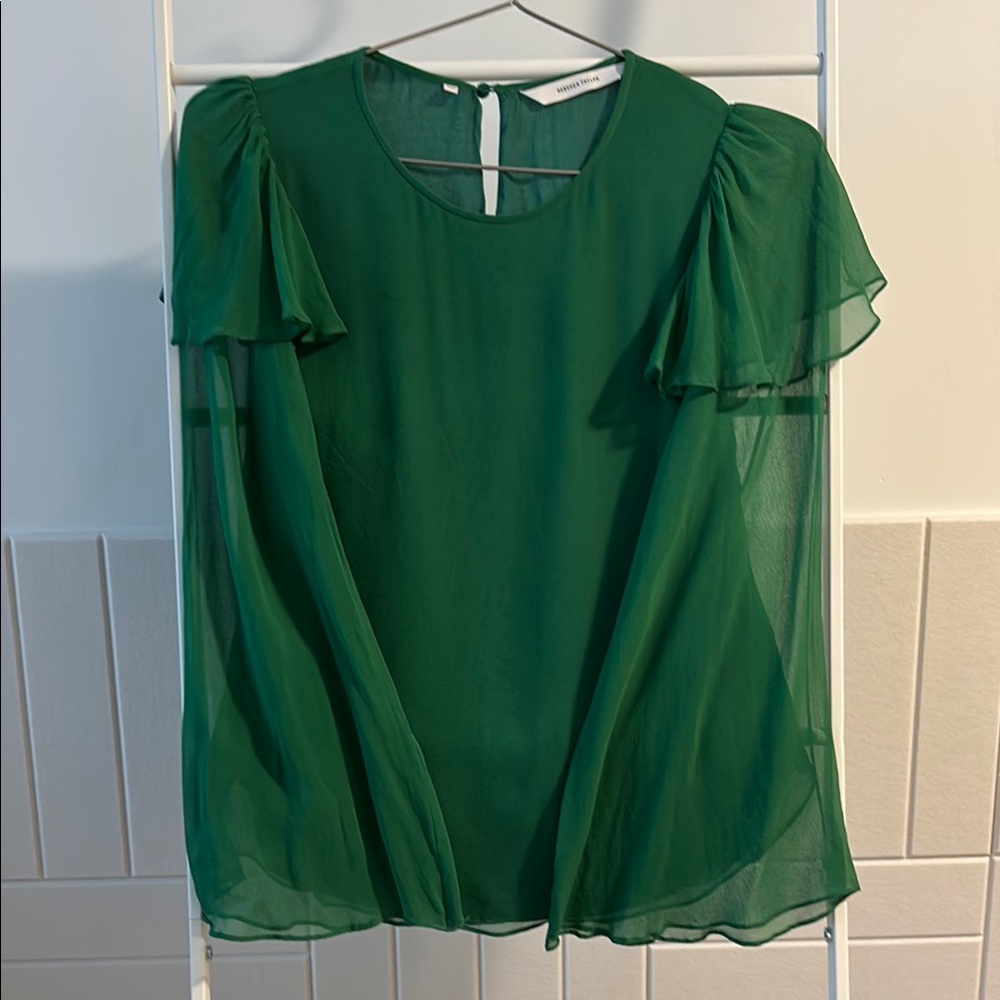 Rebecca Taylor 100% Silk Green Blouse
